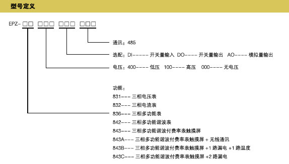 EPZ系列電力儀表型號(hào)定義