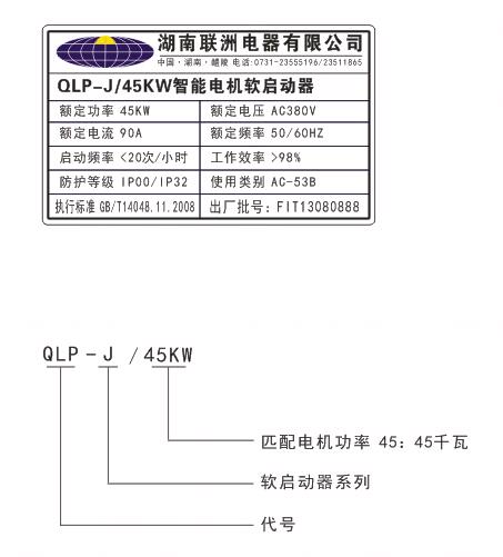 QLP-J-90KW、QLP-J-110KW電機啟動設備型號說明 QLP-J/132KW、QLP-J/160KW軟啟動設備型號說明